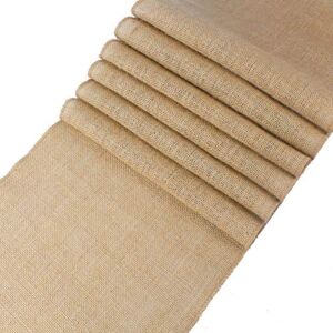 MDS Pack of 10 PCS Wedding 12 x 108 inch Burlap Table Runner Natural Jute Country Vintage for Wedding Banquet Decoration – Natural Jute Burlap