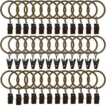 36 Pack Rings Curtain Clips Strong Metal Decorative Drapery Window Curtain Ring with Clip Rustproof Vintage Compatible with up to 1 inch Drapery Rod Bronze Color | The Storepaperoomates Retail Market - Fast Affordable Shopping