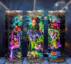 Hocus-Pocus Sanderson Sisters Magic Witches Skinny Tumbler, Gift For Hocus.Pocus Fans 20oz Insulated Coffee/Tea Stainless Steel Slim Travel Tumbler with Lid