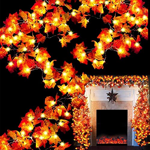 6 Pack Thanksgiving Decorations Maple Leaves Garland String Light, Total 60Ft/120LED Realistic Fall Leaves Thanksgiving Light Waterproof Battery Operated Fall Garland Thanksgiving Decor Indoor Outdoor | The Storepaperoomates Retail Market - Fast Affordable Shopping