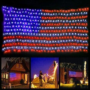 American Flag Lights with 420 Super Bright LEDs,KAZOKU Waterproof Led Flag Net Light of The United States for Yard,Garden Decoration, Festival, Holiday, Party Decoration,Christmas Decorations