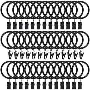 40pcs Curtain Rings with Clips Hooks 1.5 inch Rustproof Matte Metal Stainless Steel Drapery Rings for Tension Rod Bracket Eyelets Decorative Hangers, Vintage Black (1.5″ Interior Diameter)