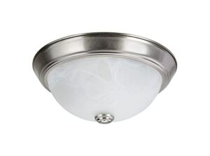 Aspen Creative 63013-1A Two-Light Flush Mount in Brushed Nickel with White Alabaster Glass Shade,11″ Diameter