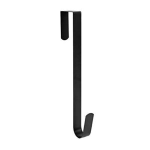 Sattiyrch 15″ Wreath Hanger for Front Door Metal Over The Door Single Hook, Black(1)