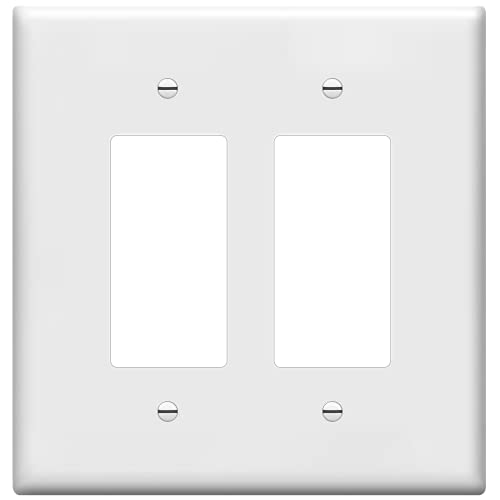 ENERLITES Double Decorator Switch Cover, Two Outlet Wall Plate, Oversized 2-Gang 5.50″ x 5.50″, Unbreakable Polycarbonate Thermoplastic, UL Listed, 8832O-W, White | The Storepaperoomates Retail Market - Fast Affordable Shopping