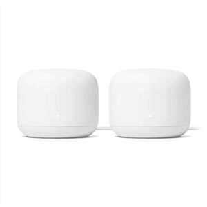 Google Nest WiFi Router 2 Pack (2nd Generation) 4×4 AC2200 Mesh Wi-Fi Routers with 4400 Sq Ft Coverage (Renewed)