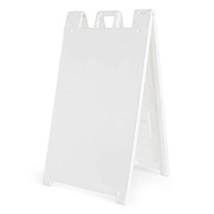 Plasticade 130NSBOXED Signicade Portable Storable Folding Heavy Duty Plastic A-Frame Double-Sided Sidewalk Sign with Locking Hinges, White