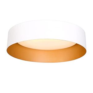Bargeni LED Ceiling Light Fixture,12.5 inch Flush Mount Light Fixture,Matte White with Gold Inside,Dimmable 3000K/Warm White/18W(100w Equiv.),Outdoor Lighting Fixtures Ceiling for Bedroom and Hallway