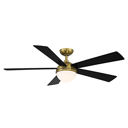 WAC Smart Fans Eclipse Indoor and Outdoor 5-Blade Ceiling Fan 54in Satin Brass Matte Black with 3000K LED Light Kit and Remote Control works with Alexa and iOS or Android App | The Storepaperoomates Retail Market - Fast Affordable Shopping