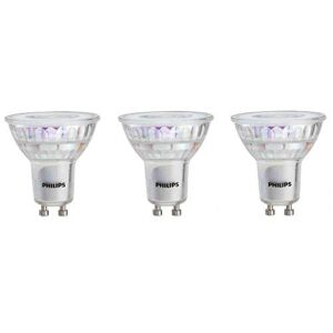 Philips LED Flicker-Free GU10 Bulb, 380 Lumen, Bight White Light (3000K), 4W=50W, Title 20 Certified, 3-Pack