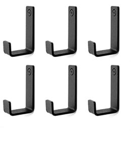 Piffny 6 Pack Heavy Duty Coated Stainless Steel Hooks for Indoor & Outdoor Use (Black)