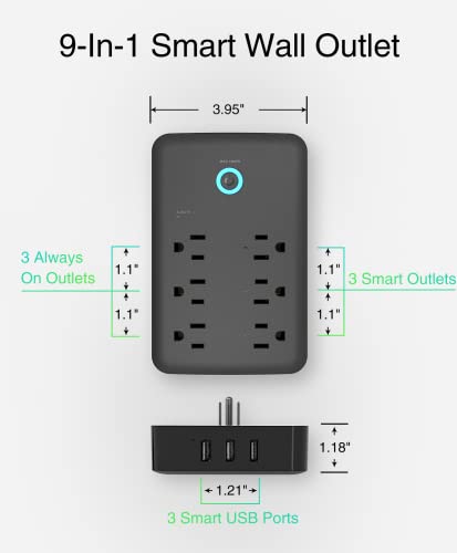 Smart Plug Outlet Extender, USB Surge Protector with 3 Individually Controlled Smart Outlets and 3 Smart USB Ports, Works with Alexa Google Home, Wall Adapter Plug Extender for APP Control,15A/1800W | The Storepaperoomates Retail Market - Fast Affordable Shopping