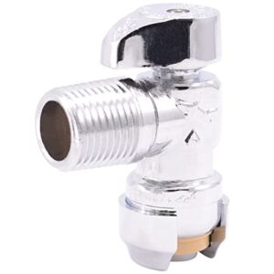 SharkBite 1/2 x 1/2 Inch MIP Angle Stop Valve, Quarter Turn, Push to Connect Brass Plumbing Fitting, Brushed Nickel Finish, PEX Pipe, Copper, CPVC, PE-RT, HDPE, 24946