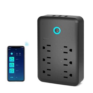 Smart Plug Outlet Extender, USB Surge Protector with 3 Individually Controlled Smart Outlets and 3 Smart USB Ports, Works with Alexa Google Home, Wall Adapter Plug Extender for APP Control,15A/1800W