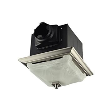 Liftbridge Kitchen & Bath Decorative Square 110 CFM Brushed Nickel Bathroom Ceiling Ventilation & Exhaust Fan with Light and Glass Globe, Quiet 1.5 Sones Bath Fan | The Storepaperoomates Retail Market - Fast Affordable Shopping