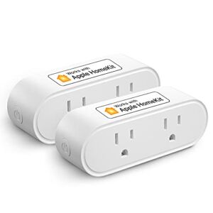 Smart Plug, Meross WiFi Dual Smart Outlet Supports Apple HomeKit, Siri, Alexa, Google Assistant & SmartThings, Voice & Remote Control, 10A, Timer, No Hub Required, 2.4GHz Wi-Fi Only, 2 Pack