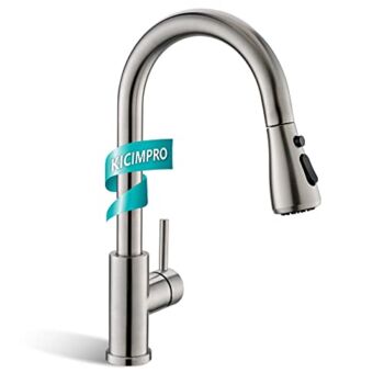 Kicimpro Kitchen Faucet with Pull Down Sprayer Brushed Nickel, High Arc Single Handle Kitchen Sink Faucet with Water Lines, Commercial Modern rv Stainless Steel Kitchen Faucets, Grifos De Cocina | The Storepaperoomates Retail Market - Fast Affordable Shopping