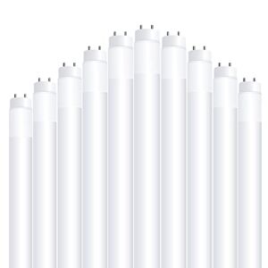 Feit Electric T848/850/B/LED/2/5 4FT T8 LED Tube Light, Type B Ballast Bypass, 18W=32W, 5000K Daylight, Double-End Powered, F32T8 Fluorescent Tube Replacement, Damp Rated, UL, Pack of 10