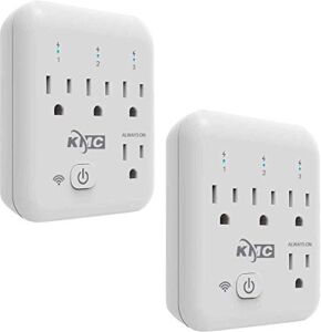 KMC Smart Tap 2-Pack, 4-Outlet Smart Plug WiFi Outlet Wall Tap, Energy Monitoring, Works with Alexa and Google Home, Remote Control Your Devices from Anywhere, No Hub Required, ETL Certified, White