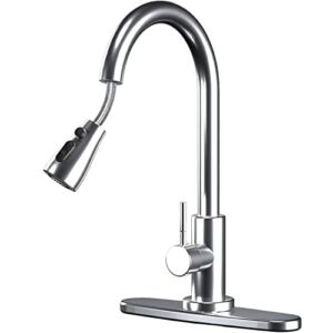 Kitchen-Faucets,Kitchen Faucet with Pull Down Sprayer-Out Kitchen Sink Faucet Offers Efficient Cleaning for-Stainless Steel