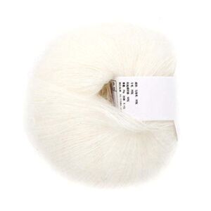 26g/Roll Soft Thin Angora Mohair Yarn Long Wool Knitting Yarn with A Crochet for Garments Scarves Sweater Shawl Hats and Craft Projects(Warm White)