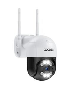 ZOSI C289 1080P WiFi Pan/Tilt Outdoor Security Camera,Home Surveillance PTZ IP Camera,Smart Light Siren Alarm,Color Night Vision,2-Way Audio,Person Vehicle Detection,Phone Remote,Waterproof Setting