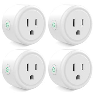 GHome Mini Smart Plug, 2.4G Wi-Fi Plug Works with Alexa and Google Home, Outlet Socket Remote Control with Surge Protector Timer Schedule Function, No Hub Required, ETL FCC Certified,10A 1200W,4 Pack