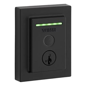 Weiser (by Kwikset Hardware family) Halo Touch Fingerprint Contemporary Electronic Smart Lock WiFi, Compatible with Alexa and Google Assistant, Model: 9GED30000-004, Matte Black (514)
