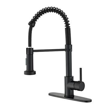 BASDEHEN Kitchen Faucets with Pull Down Sprayer, Black Spring Commercial Kitchen Sink Faucet Solid Brass with 10 Inch Mounting Table 1 Hole Or 3 Hole Compatible | The Storepaperoomates Retail Market - Fast Affordable Shopping