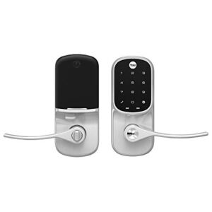 Yale Assure Lever, Touchscreen Keypad Door Lever (for doors with no deadbolt) – Keyless entry with pin code unlocking and one-touch or Auto-Locking – Satin Nickel