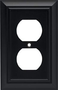 Architectural Single Duplex Outlet Wall Plate / Switch Plate / Cover, Flat Black, Packaging May Vary