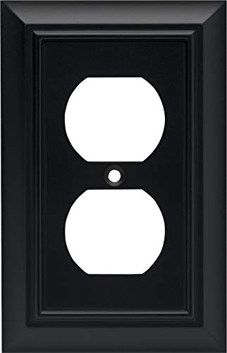 Architectural Single Duplex Outlet Wall Plate / Switch Plate / Cover, Flat Black, Packaging May Vary | The Storepaperoomates Retail Market - Fast Affordable Shopping