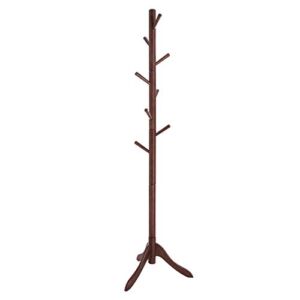 VASAGLE Coat Rack Freestanding, Wooden Coat Rack Stand with 8 Hooks ,Adjustable Coat Tree for Coats, Hats, Bags, Purses, for Entryway, Hallway, Rubberwood, Black URCR01WN