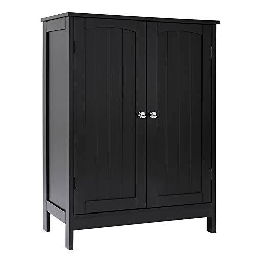 IWELL Black Bathroom Cabinet with 2 Doors, 3 Heights Available, Free Standing Floor Storage Cabinet for Bathroom, Living Room, Kitchen, Black | The Storepaperoomates Retail Market - Fast Affordable Shopping