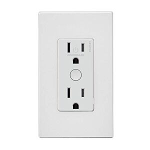 Leviton DW15R-1BW Decora Smart Wi-Fi Tamper Resistant Outlet, No Hub Required, Works with Alexa and Google Assistant, 1-Pack, White