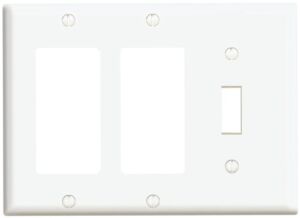Leviton 80431-W 3-Gang 1-Toggle 2-Decora/GFCI Device Combination Wallplate, Standard Size, Thermoset, Device Mount, White