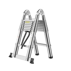 NEOCHY Lightweight Foldable Portable Anti-Slip Telescoping Ladder 10/14/18ft Telescopic Extension Ladder Quick Button Retraction (Size : 18ft)