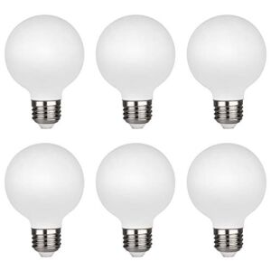 KGC G25 LED Edison Globe Light Bulb, Warm White 2700K CRI 95, Dimmable LED Filament Light Bulb, 5W Equivalent to 40W, 450LM E26 Base, Bathroom Vanity Mirror Light,Frosted Glass – 6Pack