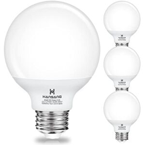 G25 LED Globe Light Bulbs, Hansang Bathroom Vanity Light Bulbs E26 Base Warm White 2700K for Bedroom Makeup Mirror Lights, 60W Equivalent(5W), 500LM Non-dimmable,4Pack