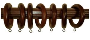 1-3/8″ Solid Wood Drapery Rings with brass clips in Mahogany finish