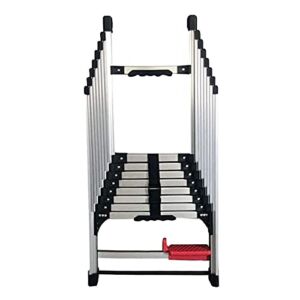NEOCHY Lightweight Foldable Portable Heavy Duty Aluminum Telescoping Ladder with One-Button Retraction Industrial Household Daily or Emergency Use Section Ladders (Size : 3.4m/11.2ft)