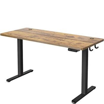 FEZIBO Height Adjustable Electric Standing Desk, 55 x 24 Inches Stand up Table, Sit Stand Home Office Desk with Splice Board, Black Frame/Rustic Brown Top | The Storepaperoomates Retail Market - Fast Affordable Shopping