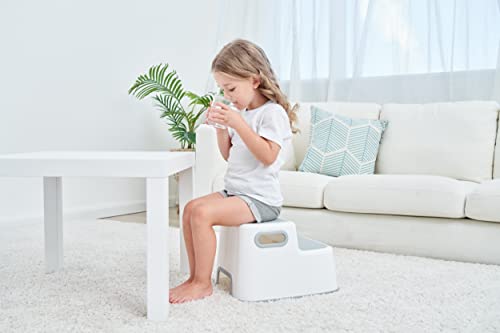 UNCLE WU Kids Step Stool (2 Pack) – Toddler Step Up Stool Adjustable Height for Kitchen – Bathroom Safety Bottom as Toilet Stool/Dual Height & Wide Two Step Stool for Kids / Adult (Gray White) | The Storepaperoomates Retail Market - Fast Affordable Shopping