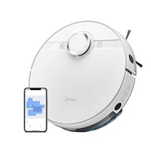 Midea M7 Robot Vacuum Cleaner, 4000Pa Strong Suction Power with Mopping Function, Laser Navigation, Route Planning, Compatible with Alexa, Google Home, for Pet Hair, Floors, Carpets, 5200mAh, White