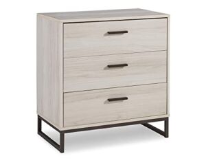 Signature Design by Ashley Socalle Modern Industrial 3 Drawer Chest of Drawers, Natural Beige