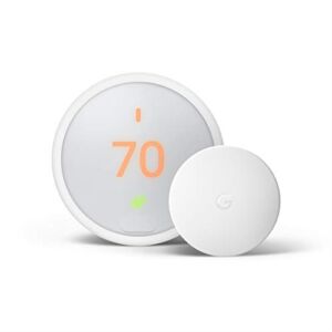 Google Nest Thermostat E – Smart Thermostat + Google Nest Temperature Sensor Bundle – White