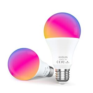 WiFi Smart Light Bulbs,16W 150W Equivalent 1600Lumen Ultra Bright E26 A19 Smart Bulb Work with Alexa,Google No Hub Required,Dimmable Led Full Color Changing Alexa Light Bulb,2 Pack