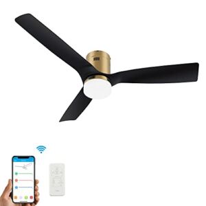 SMAAIR 52 Inch Smart Ceiling Fan with Lights and 10-speed DC Motor, Works with Remote Control/Alexa/Google Home/Siri, Dimmable LED Light (Gold/Black)