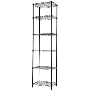 6 Wire Shelving Steel Storage Rack Adjustable Unit Shelves for Laundry Bathroom Kitchen Pantry Closet (16.6L x 11.8W x 63H, Black)