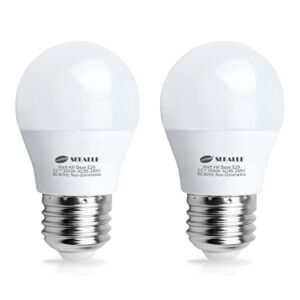 LED Refrigerator Light Bulb 4 Watt, Seealle Waterproof Freezer LED Light Bulbs, A15 E26 Medium Base Appliance Fridge Light Bulb, 40 Watt Equivalent 120V, Daylight White, Not-Dim (Pack of 2)